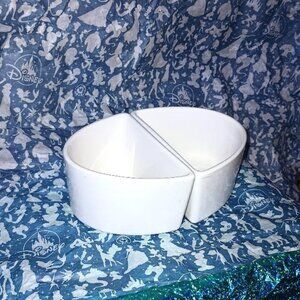 Pair of White Ceramic Dipping Sauces Dip Charcuterie Bowls Containers Split 2